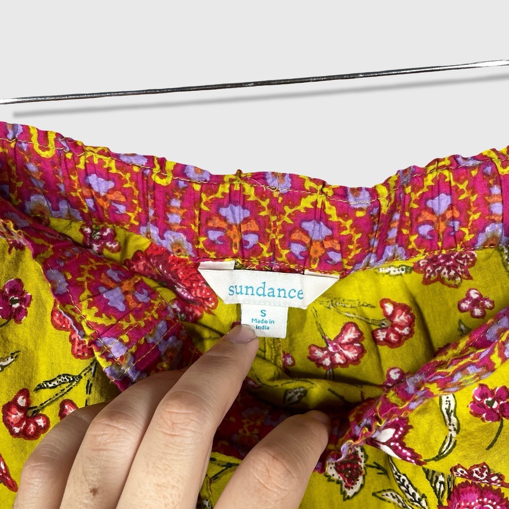 Sundance Floral Cotton Pants Womens S Lightweight Boho Cottagecore Botanical - Picture 2 of 8